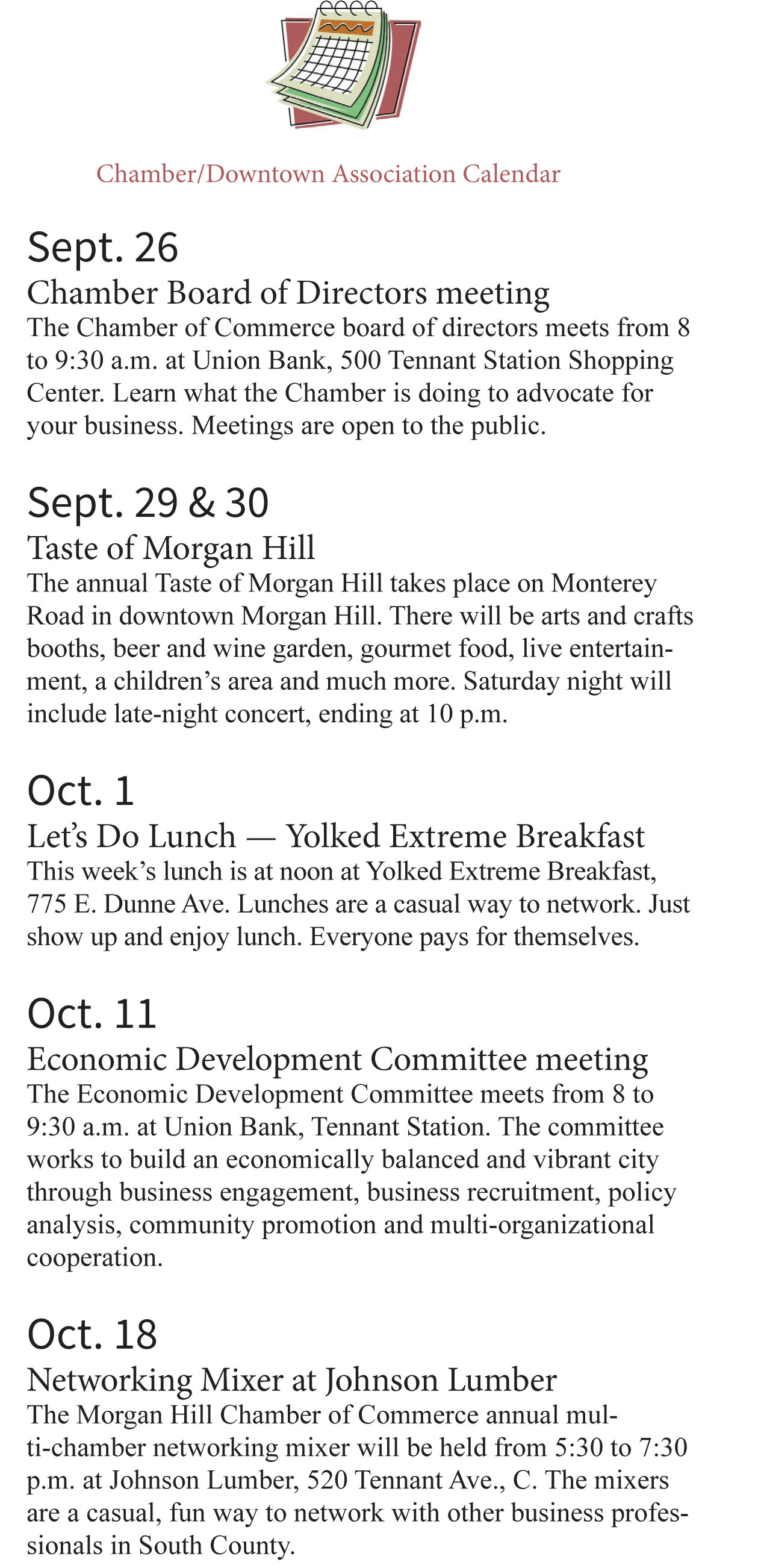 Morgan Hill Chamber Of Commerce Upcoming Events Morgan Hill Life